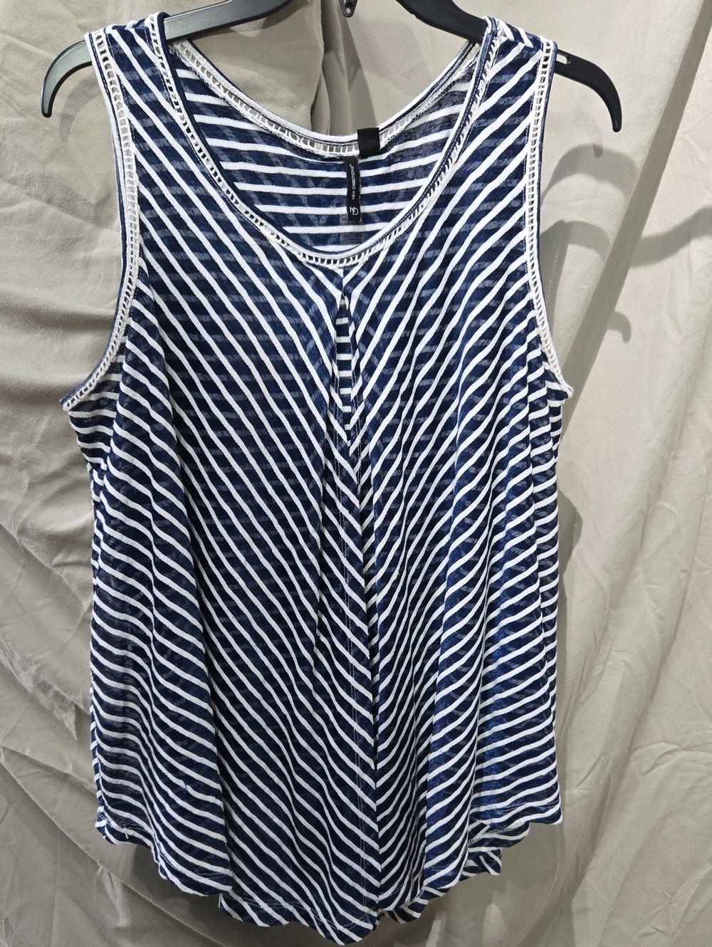 new directions Navy and White Striped V-Neck Tank